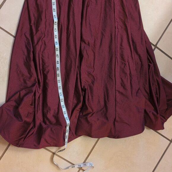 NWT Cynthia & Sahar Cascading Bow One Shoulder Satin Dress Cabernet Red L - Picture 12 of 16